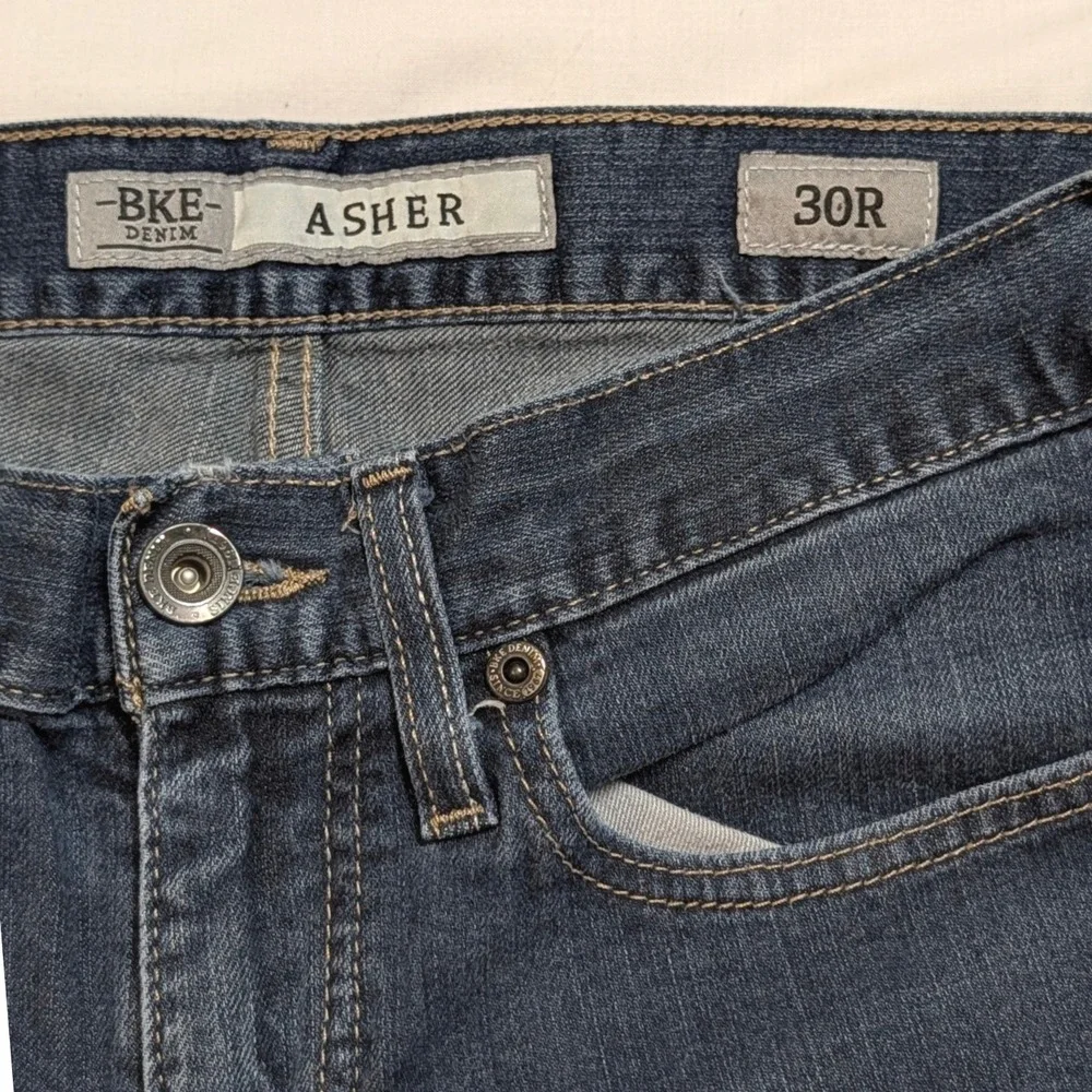BKE Asher Slim Straight Jeans Mens 30R Dark Wash Denim